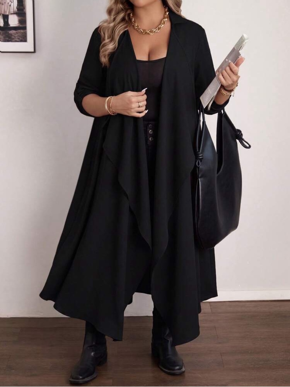 Boohoo Black Open Front Women's Jacket